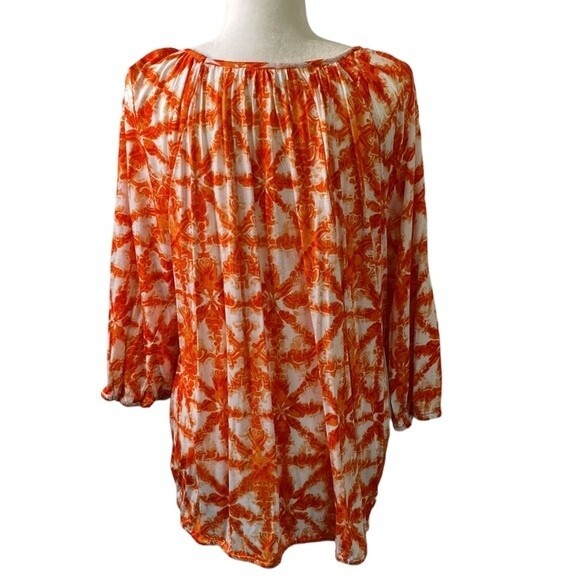 Michael Michael Kors Boxy Loose Fit Top Geo Abstract Colorful Print 3/4 Sleeve - Picture 5 of 16